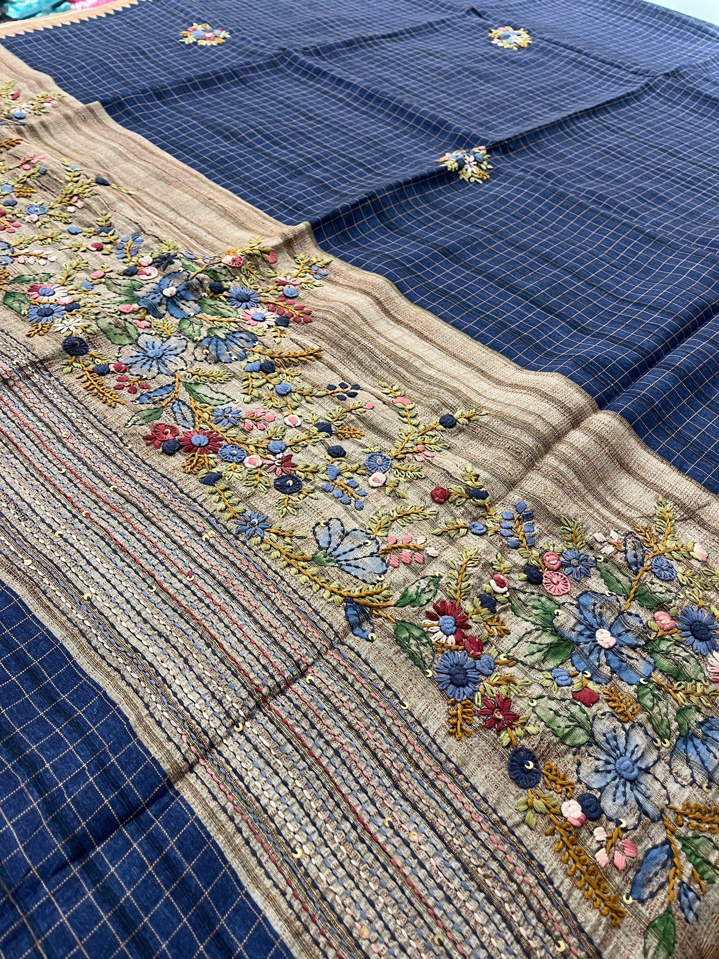 Linen Tussar designer saree