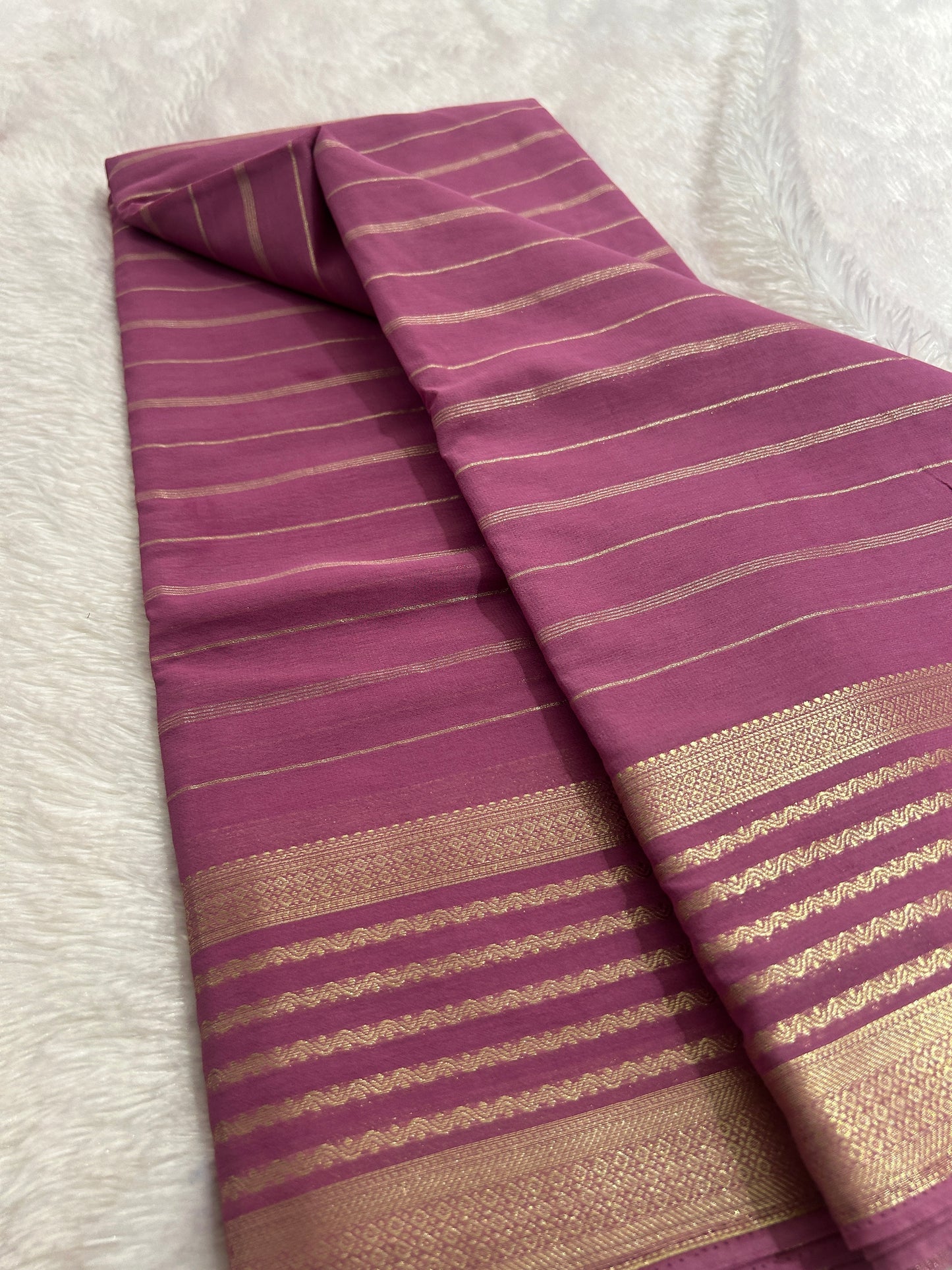 Striped All Self Semi Mysore Silk