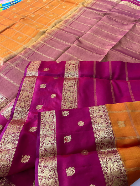 Kanchipuram Silk Sarees Honey X Pink