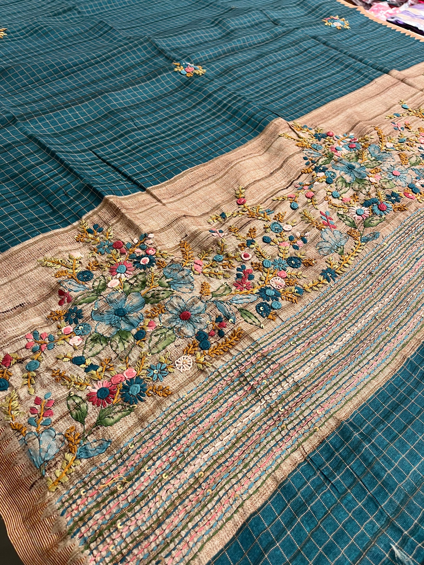 Linen Tussar designer saree