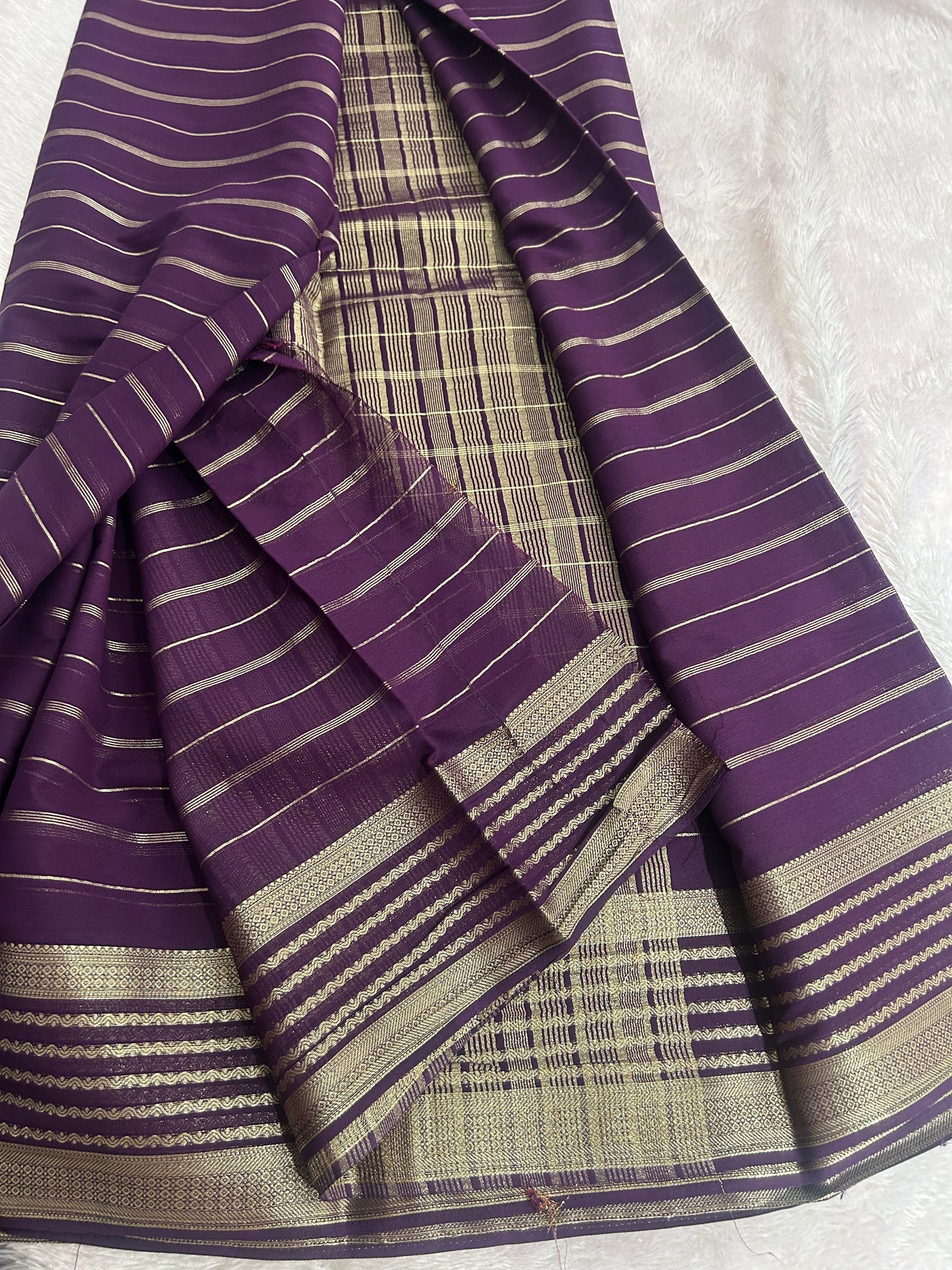 Striped All Self Semi Mysore Silk