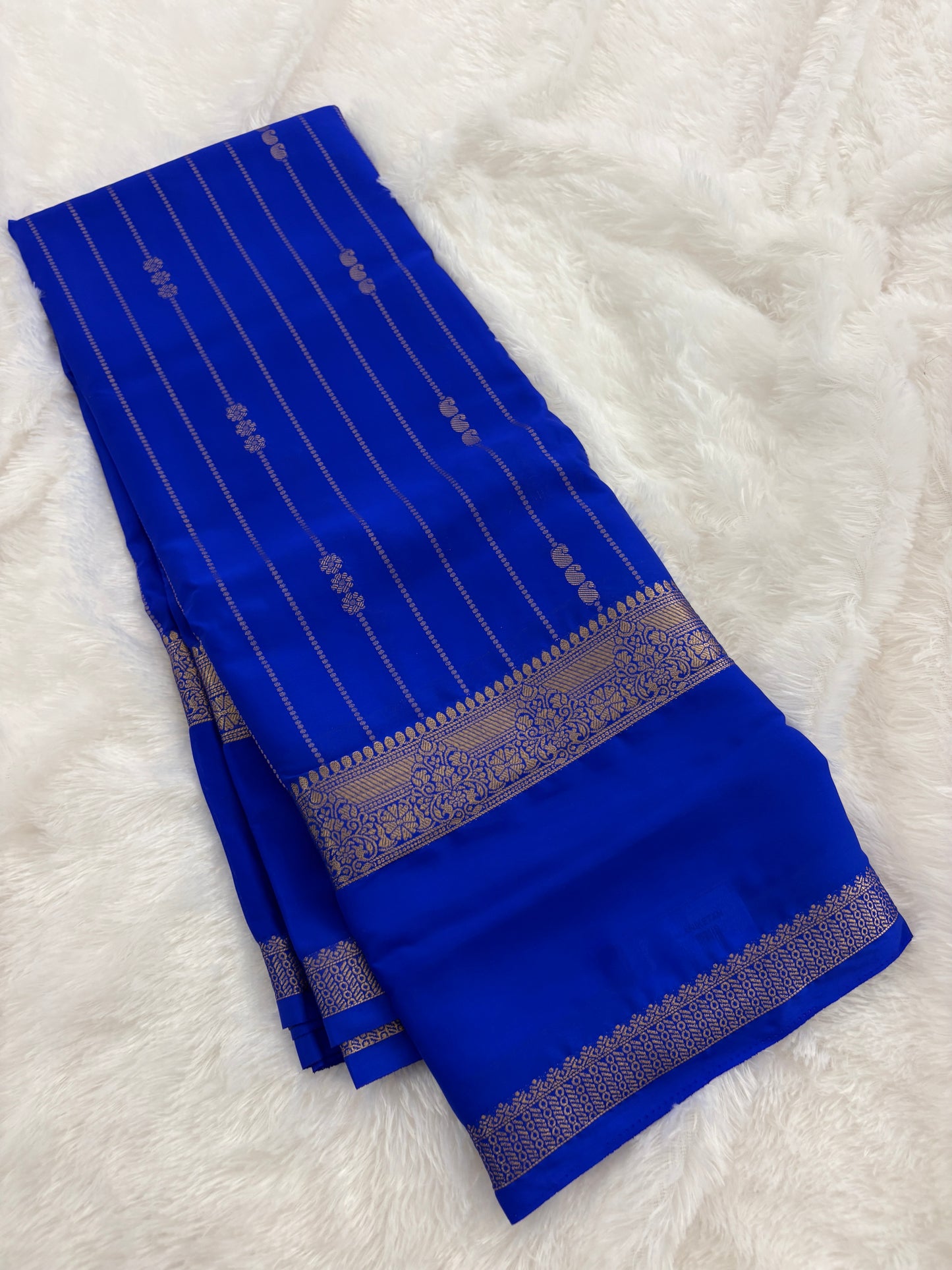 Ink Blue Semi Mysore Silk Saree-J101