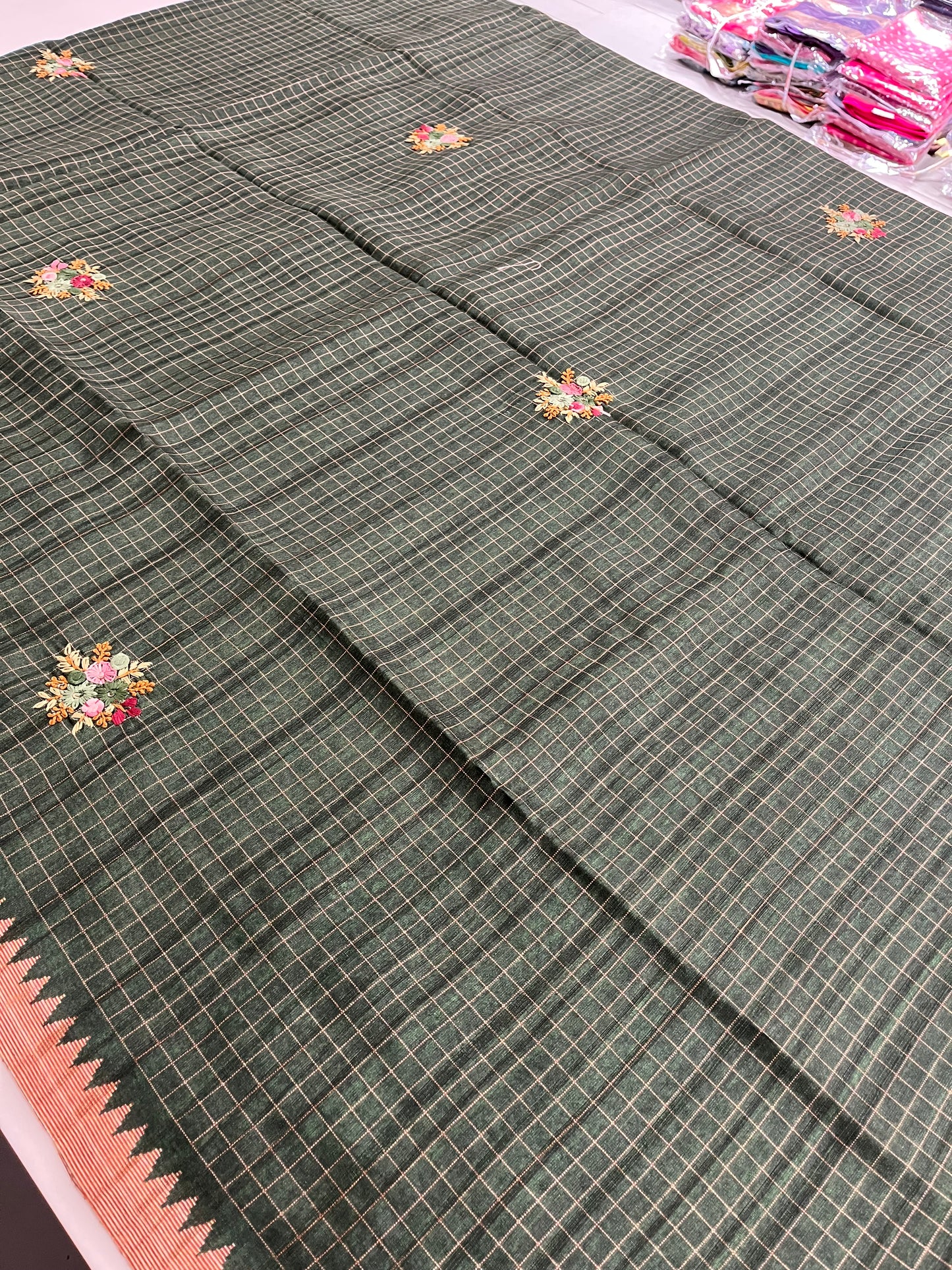 Linen Tussar designer saree