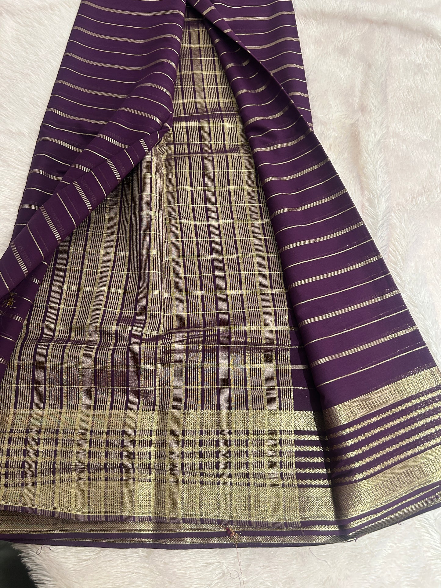 Striped All Self Semi Mysore Silk