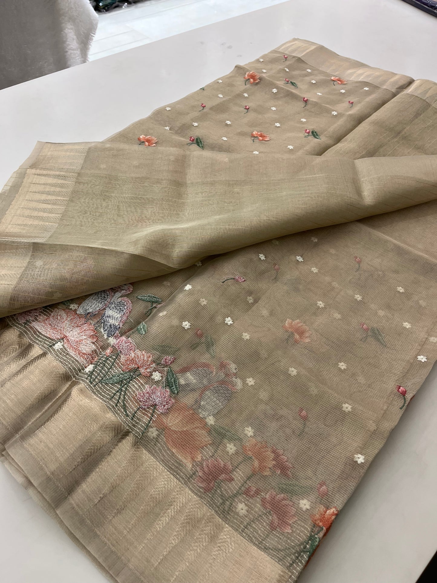 Organza Tissue With Embroidery Silk