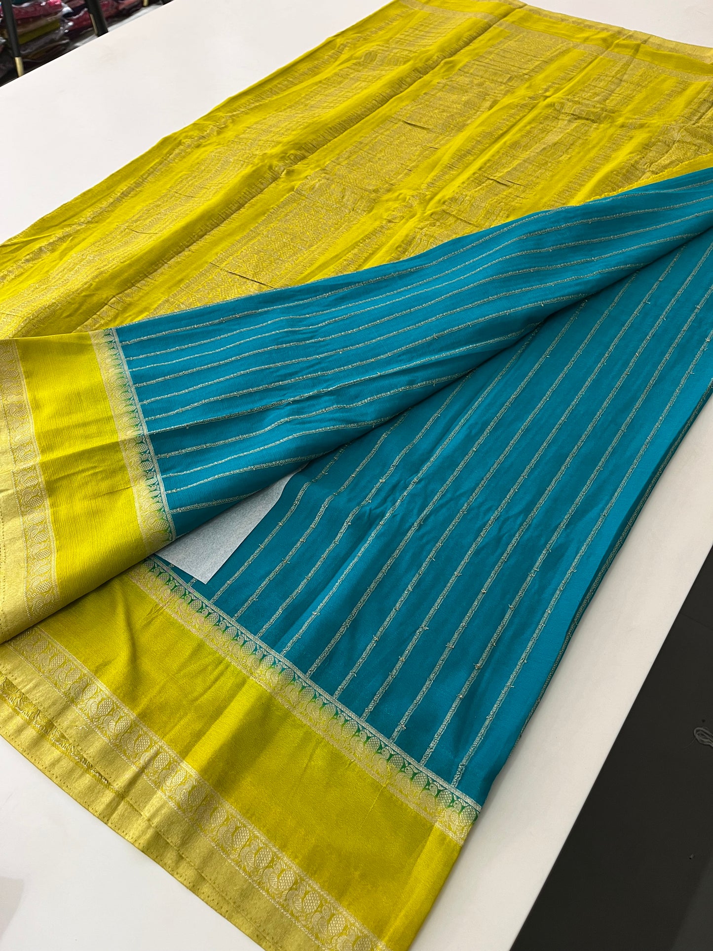 Designer crape Chinnon saree