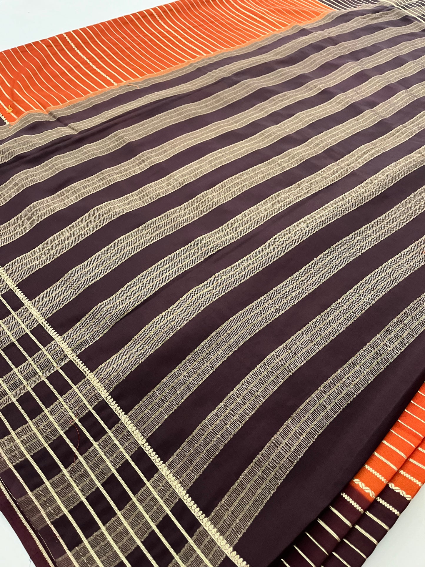 Rustic orange x coffe brown designer crape