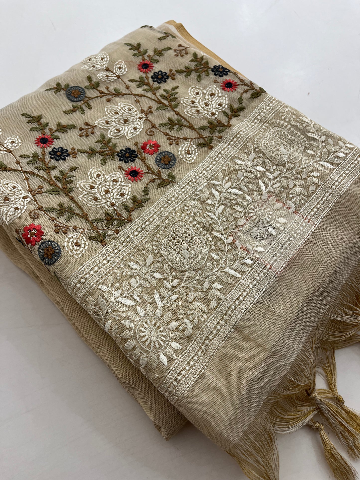 Linen cotton Fancy saree