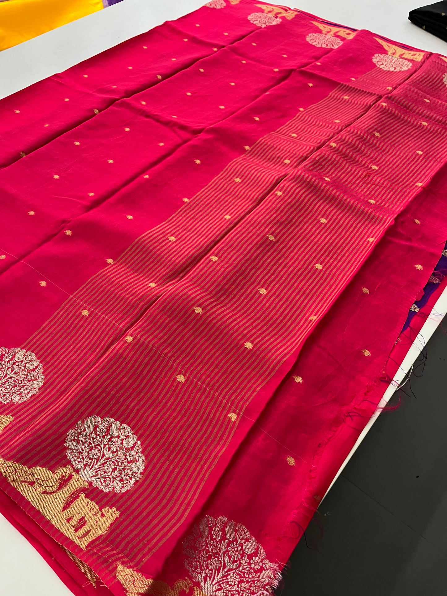 Banarasi Raspberry crepe silk