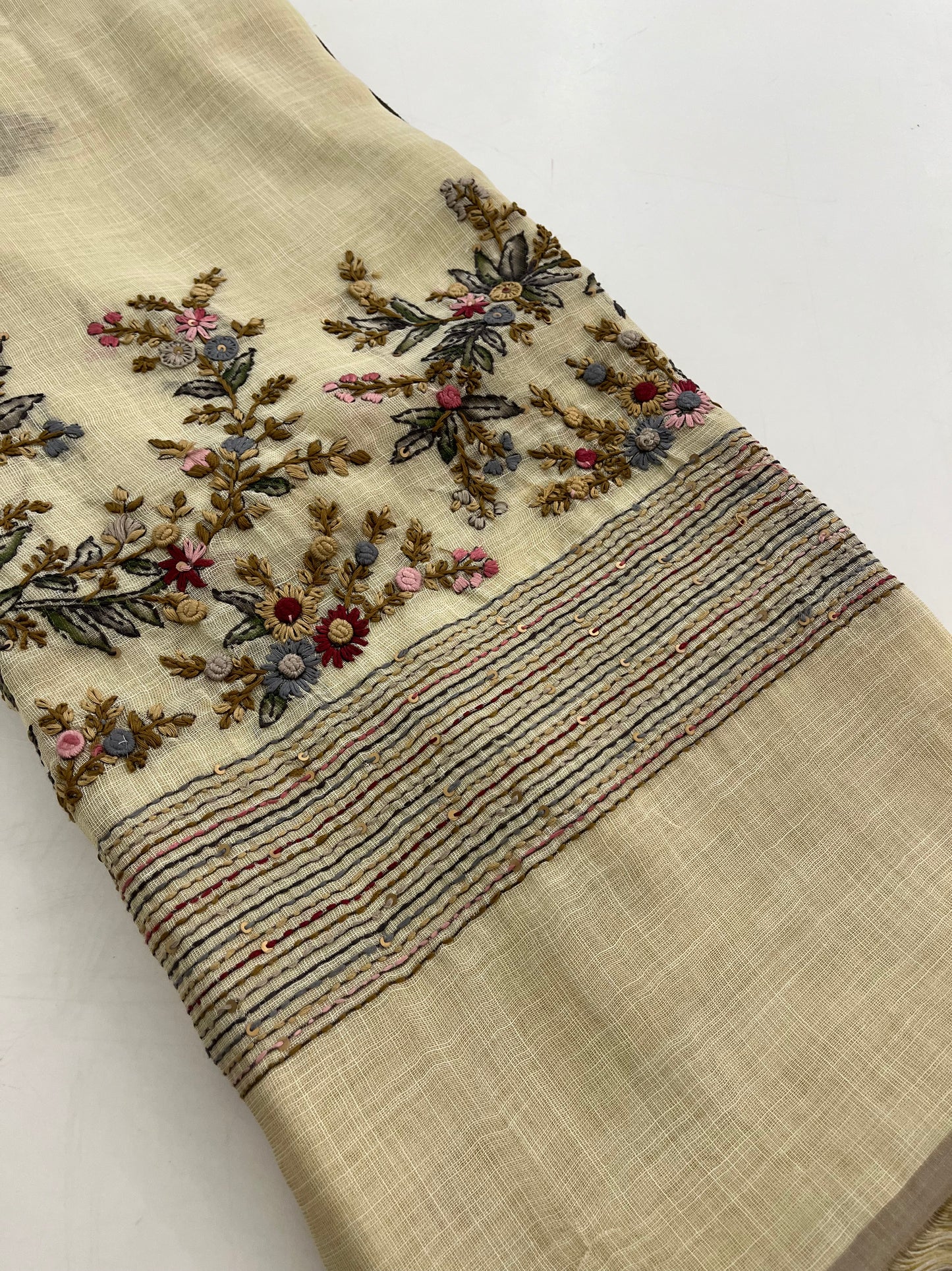 Linen designer embroidery