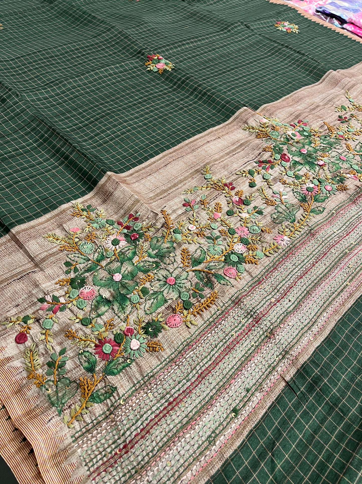 Linen Tussar designer saree