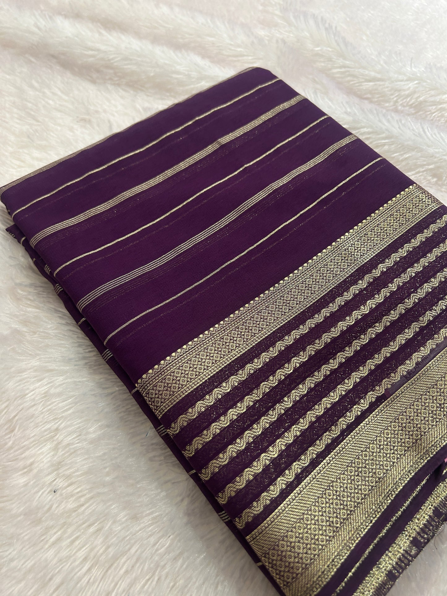Striped All Self Semi Mysore Silk