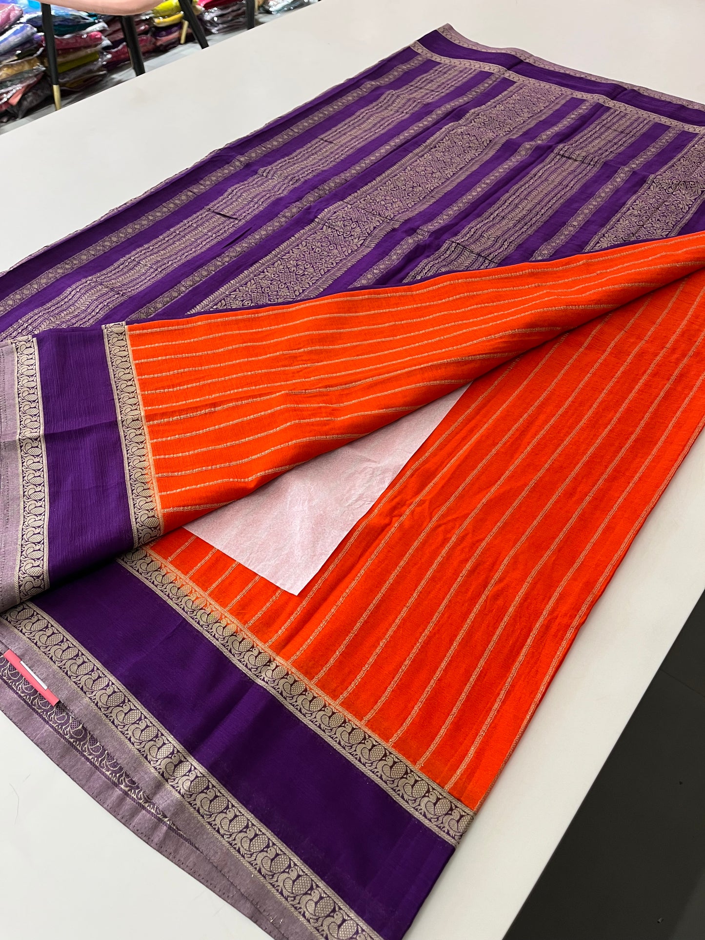 Designer crape Chinnon saree