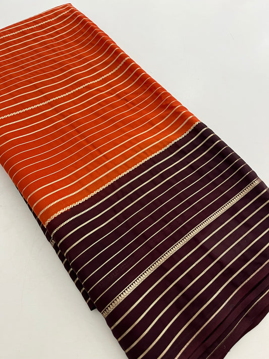 Rustic orange x coffe brown designer crape