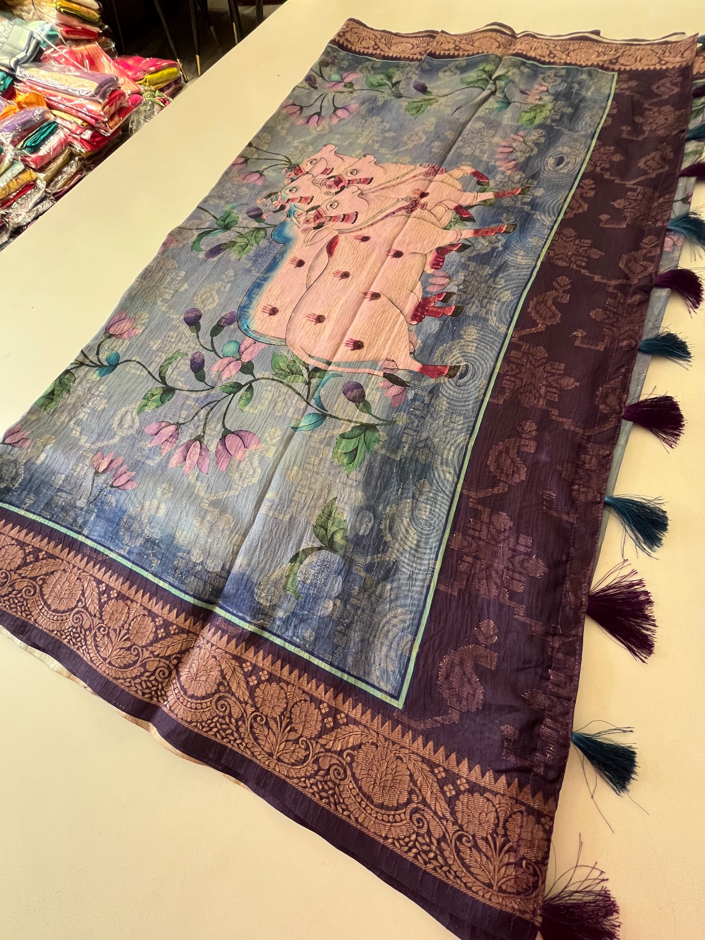 Printed Tussar fancy