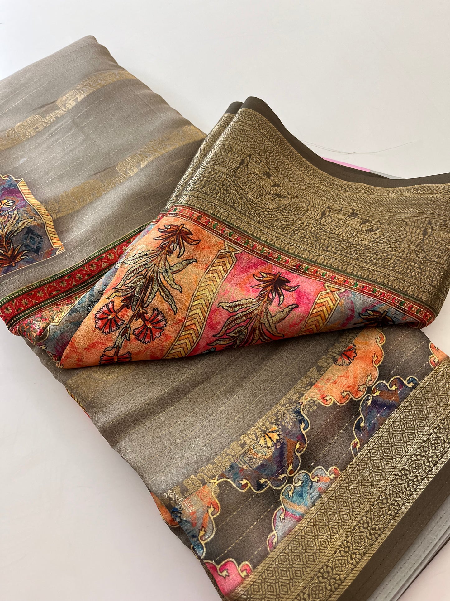 Printed Tussar silk