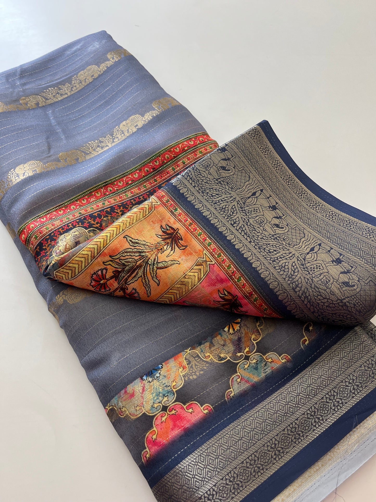 Printed Tussar silk