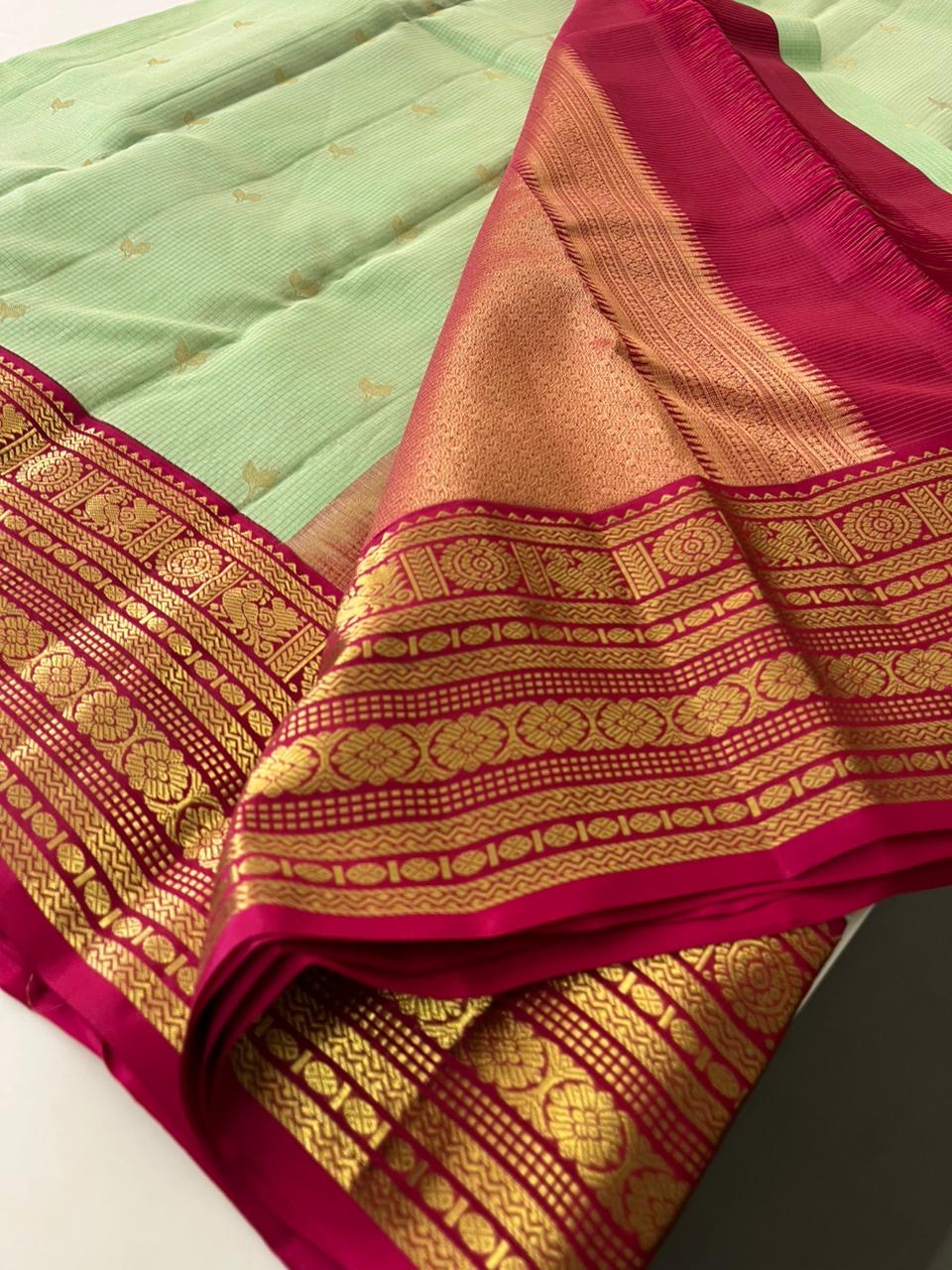 Pista x Pink Kanchi Pattu Saree