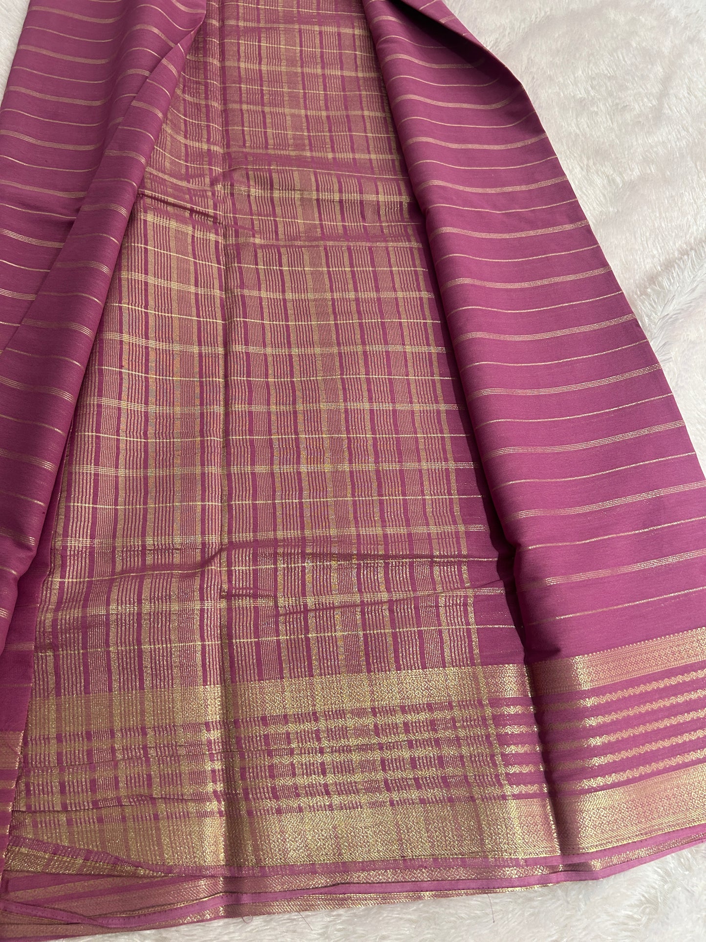 Striped All Self Semi Mysore Silk