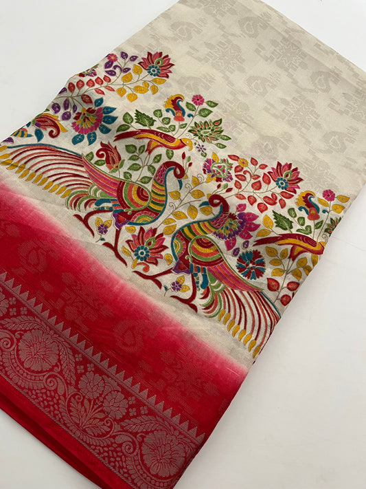 Kalamkari Linen Chiffon