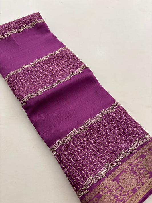 Designer soft Chinnon full embroidery