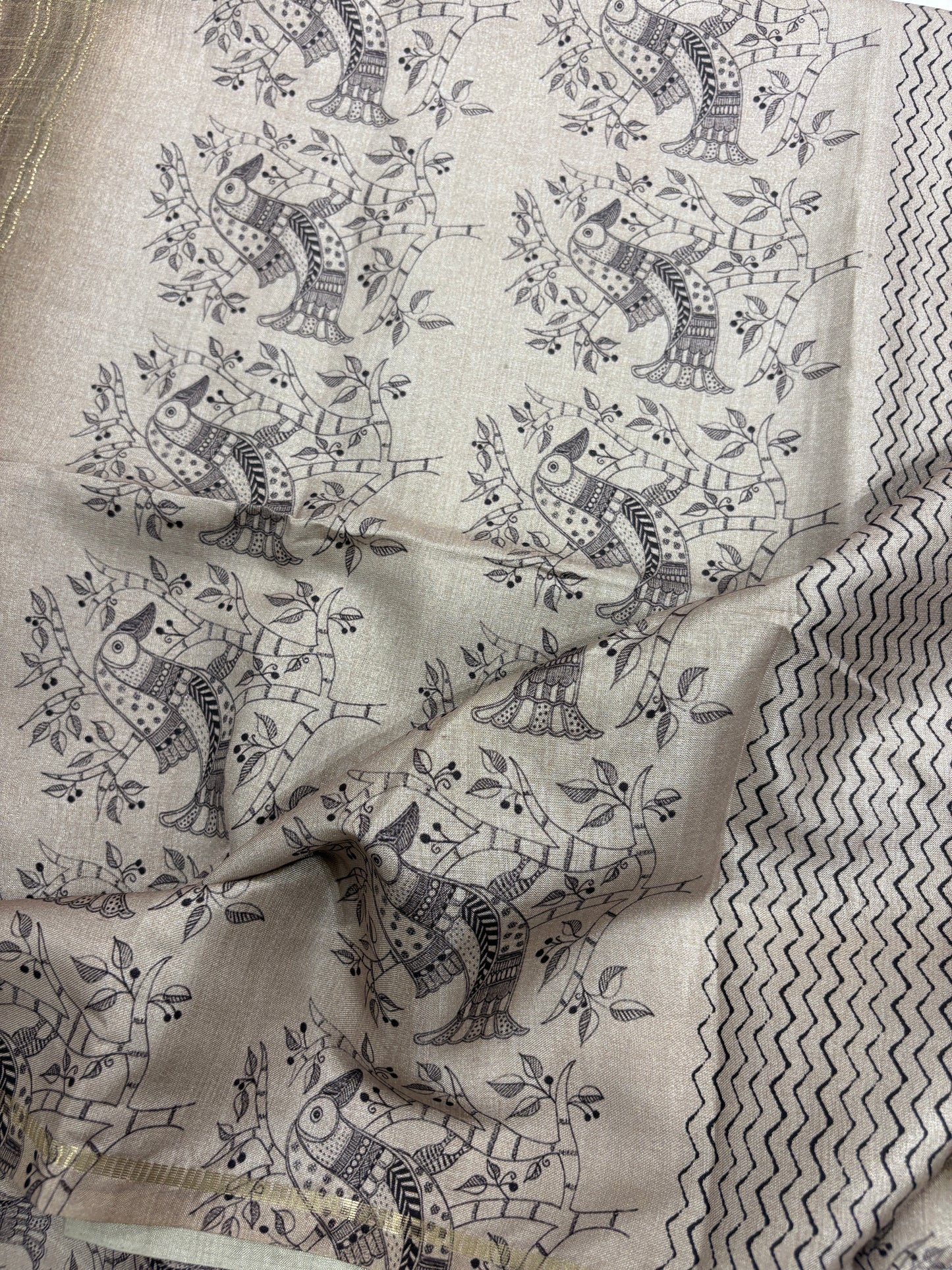 Kalamkari Tussar Fancy Saree-M101