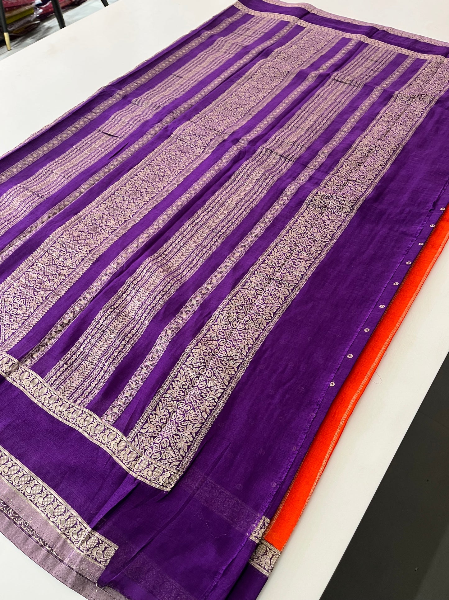 Designer crape Chinnon saree