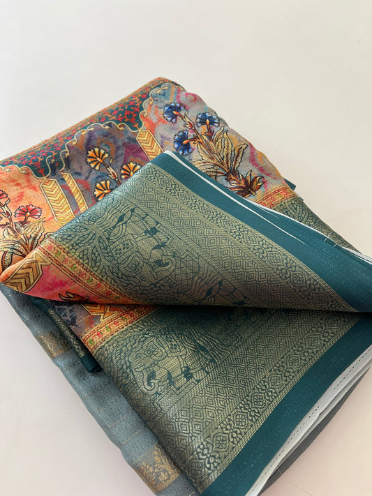 Printed Tussar silk