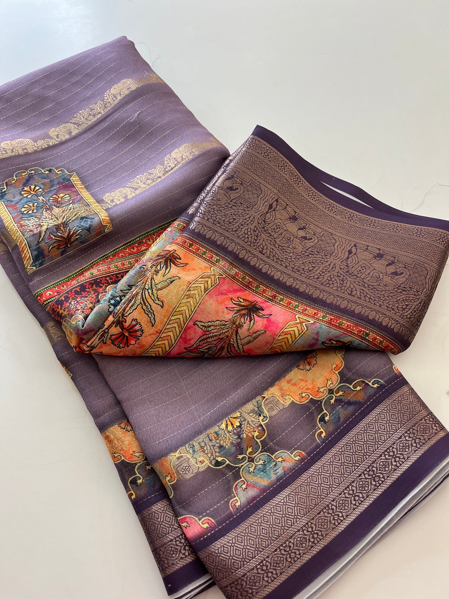 Printed Tussar silk