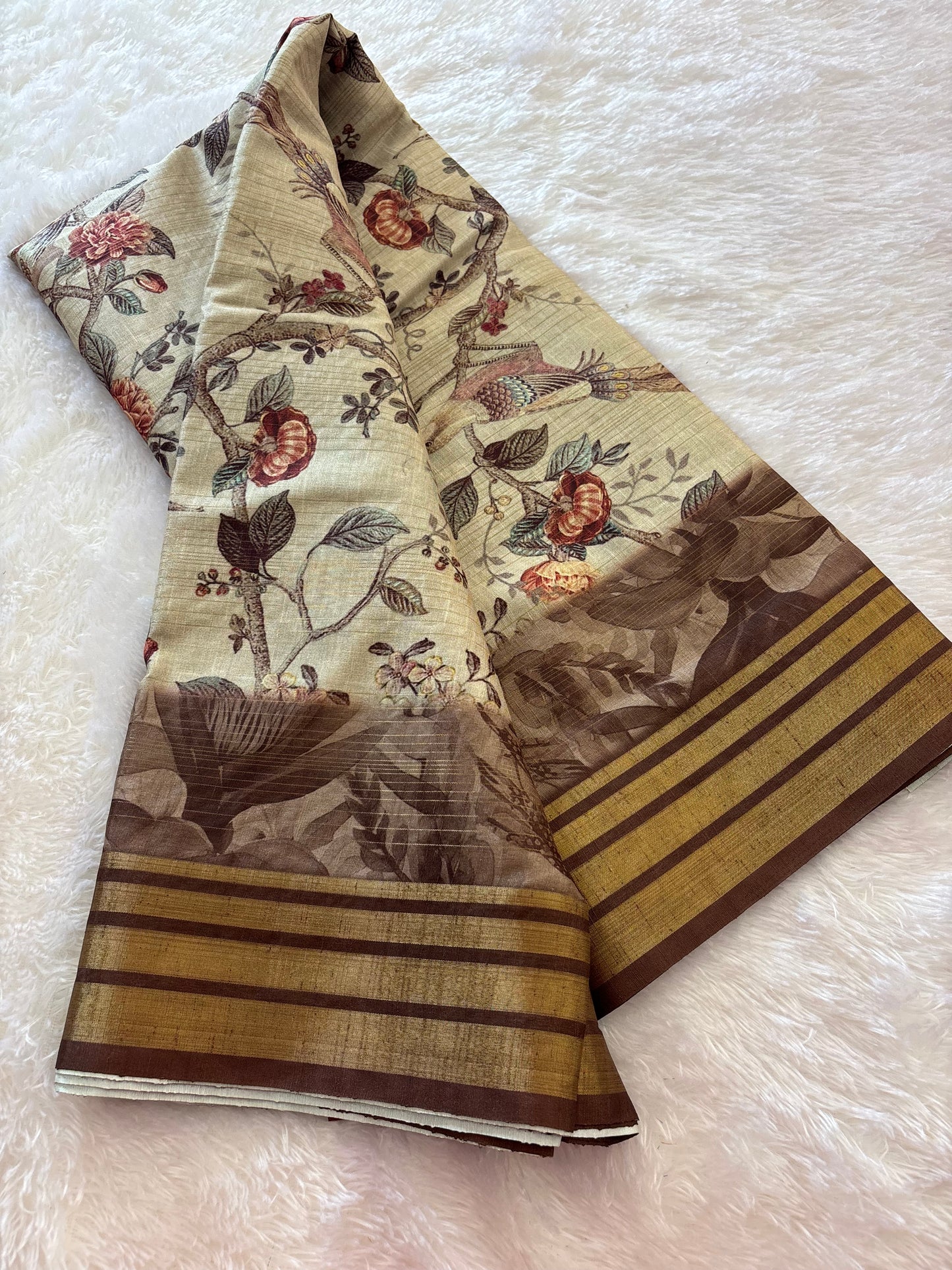 Digital printed Tussar saree