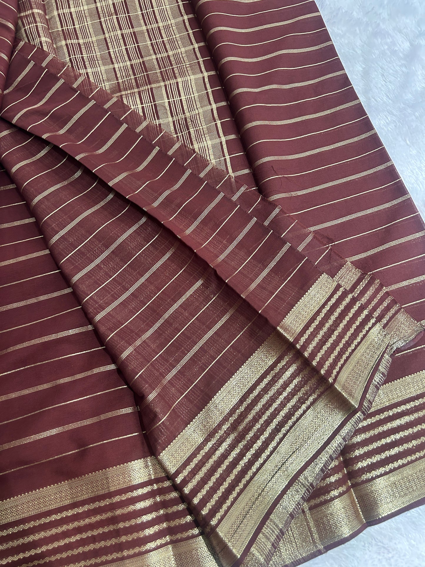 Striped All Self Semi Mysore Silk