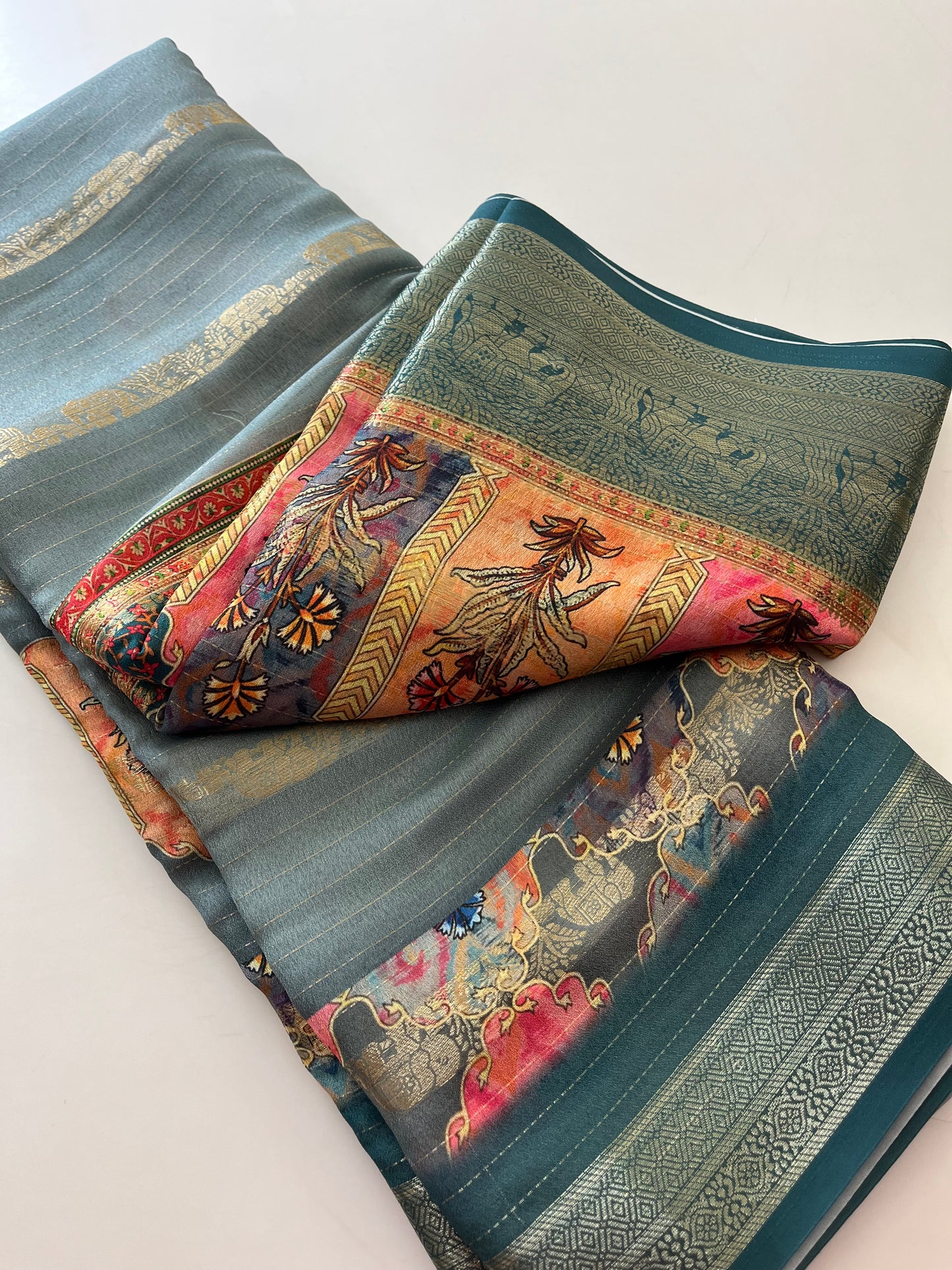 Printed Tussar silk