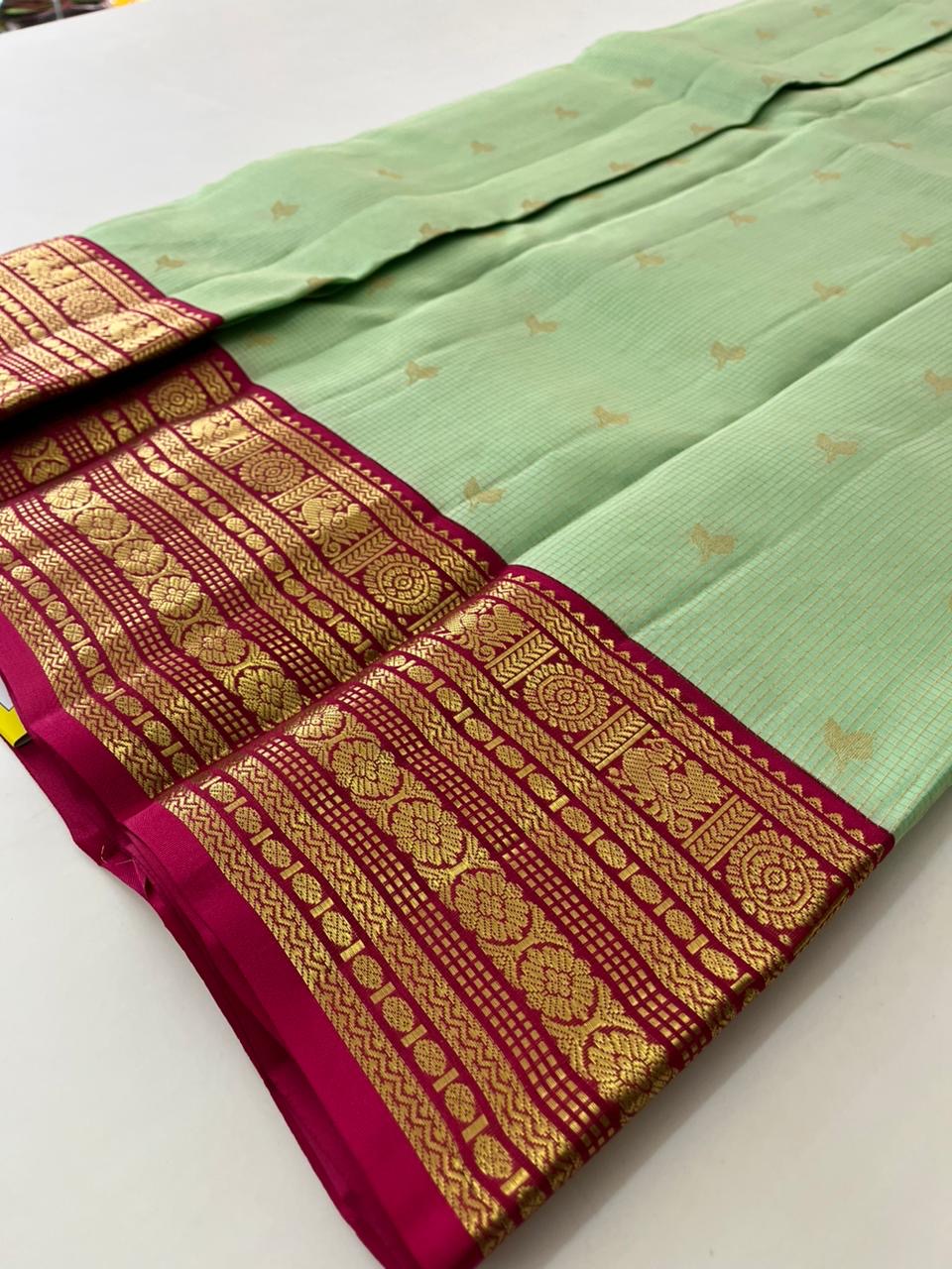 Pista x Pink Kanchi Pattu Saree