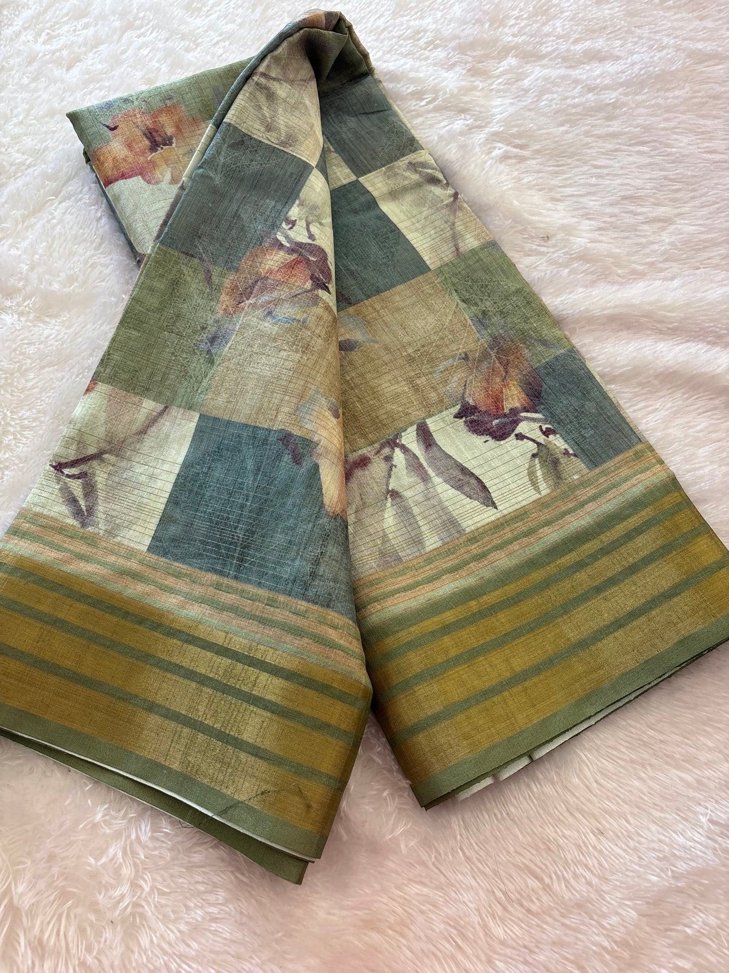 Digital printed Tussar saree