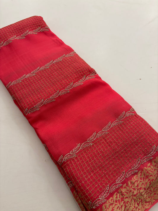 Designer soft Chinnon full embroidery