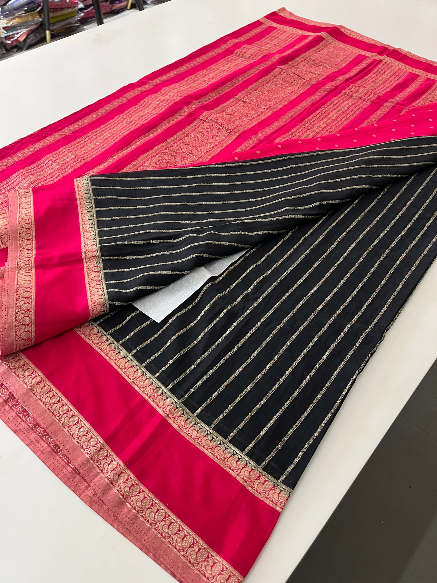 Designer crape Chinnon saree