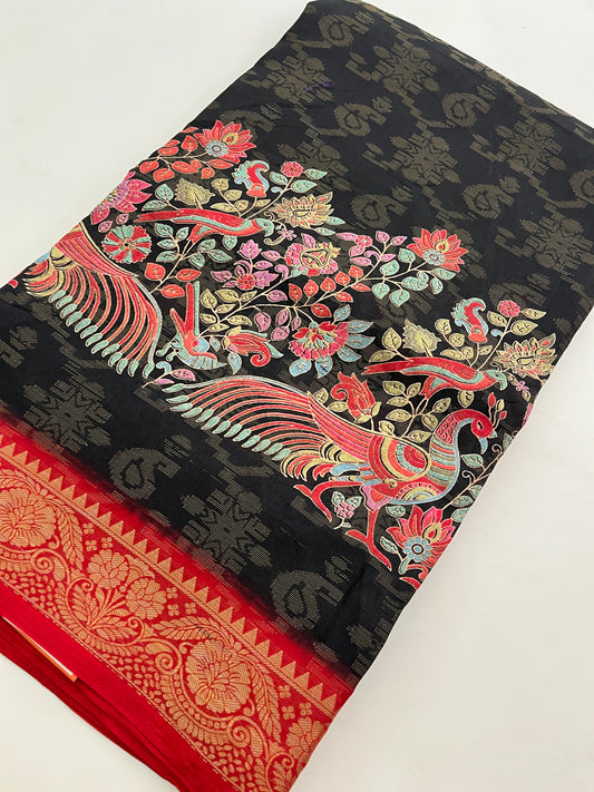 Kalamkari Linen Chiffon