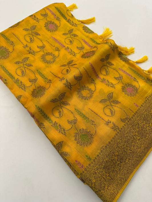 Premium Jute Tussar Fancy Saree-J9
