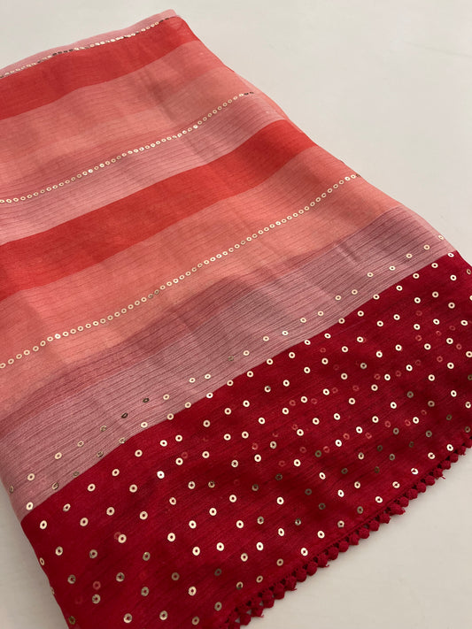 Designer peach saree