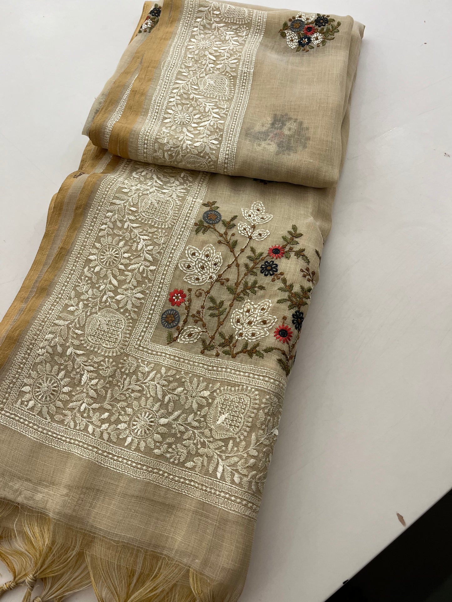 Linen cotton Fancy saree