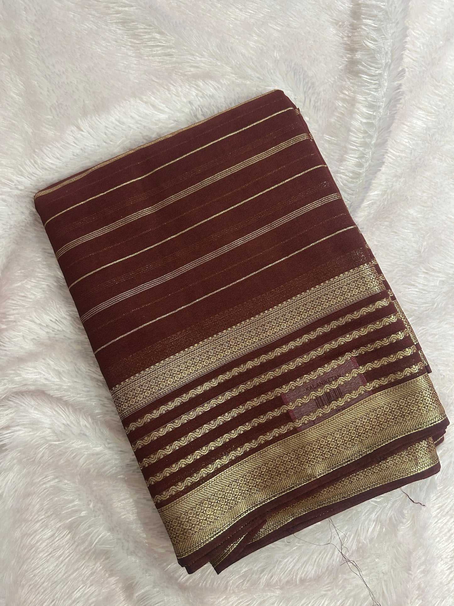 Striped All Self Semi Mysore Silk