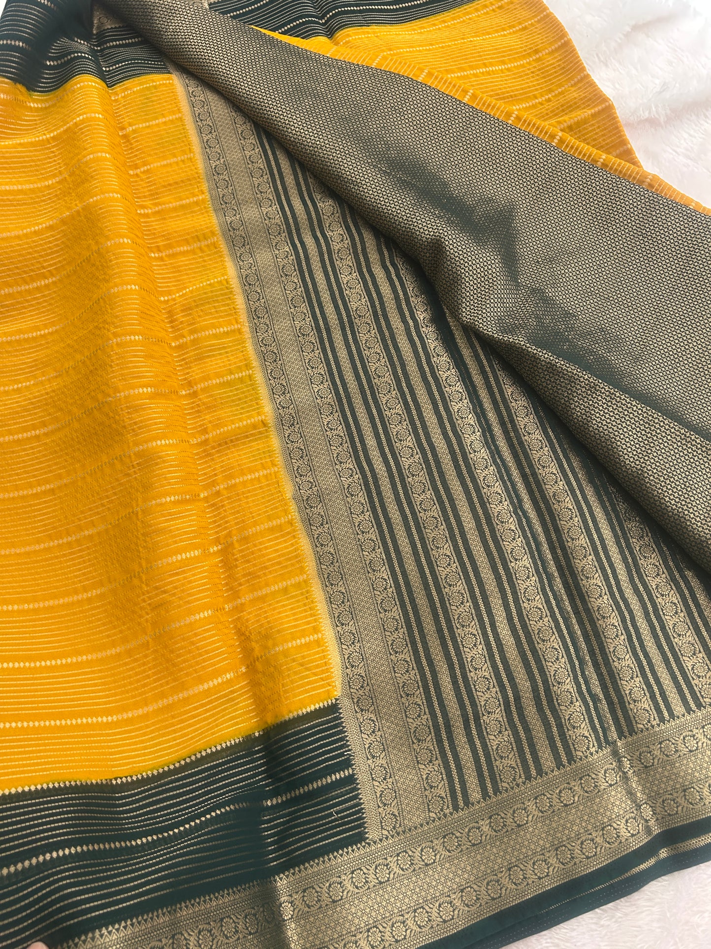 Striped Contrast Semi Mysore Silk