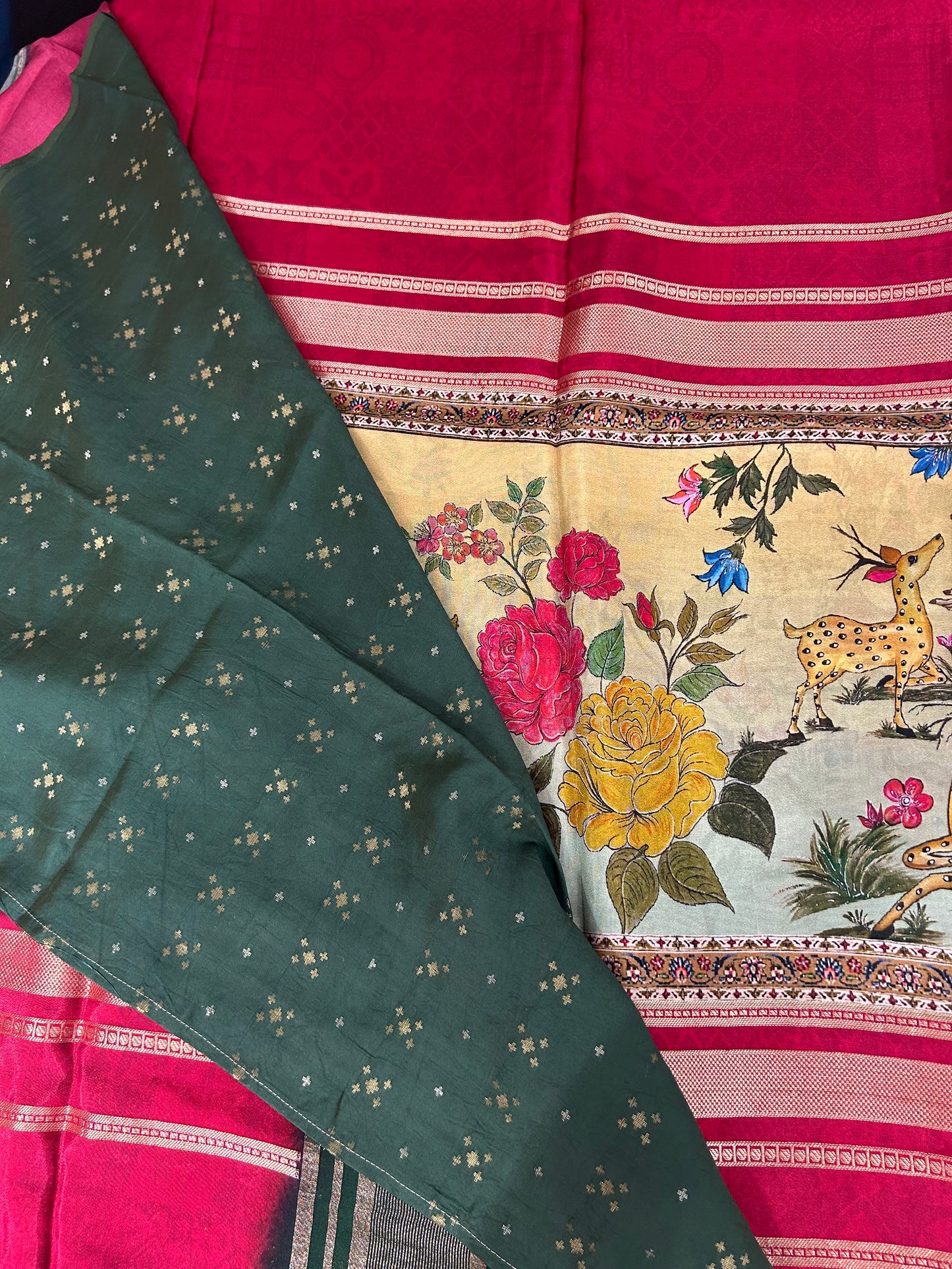 Kalamkari Printed Semi Mysore Silk Saree Pink-AP16