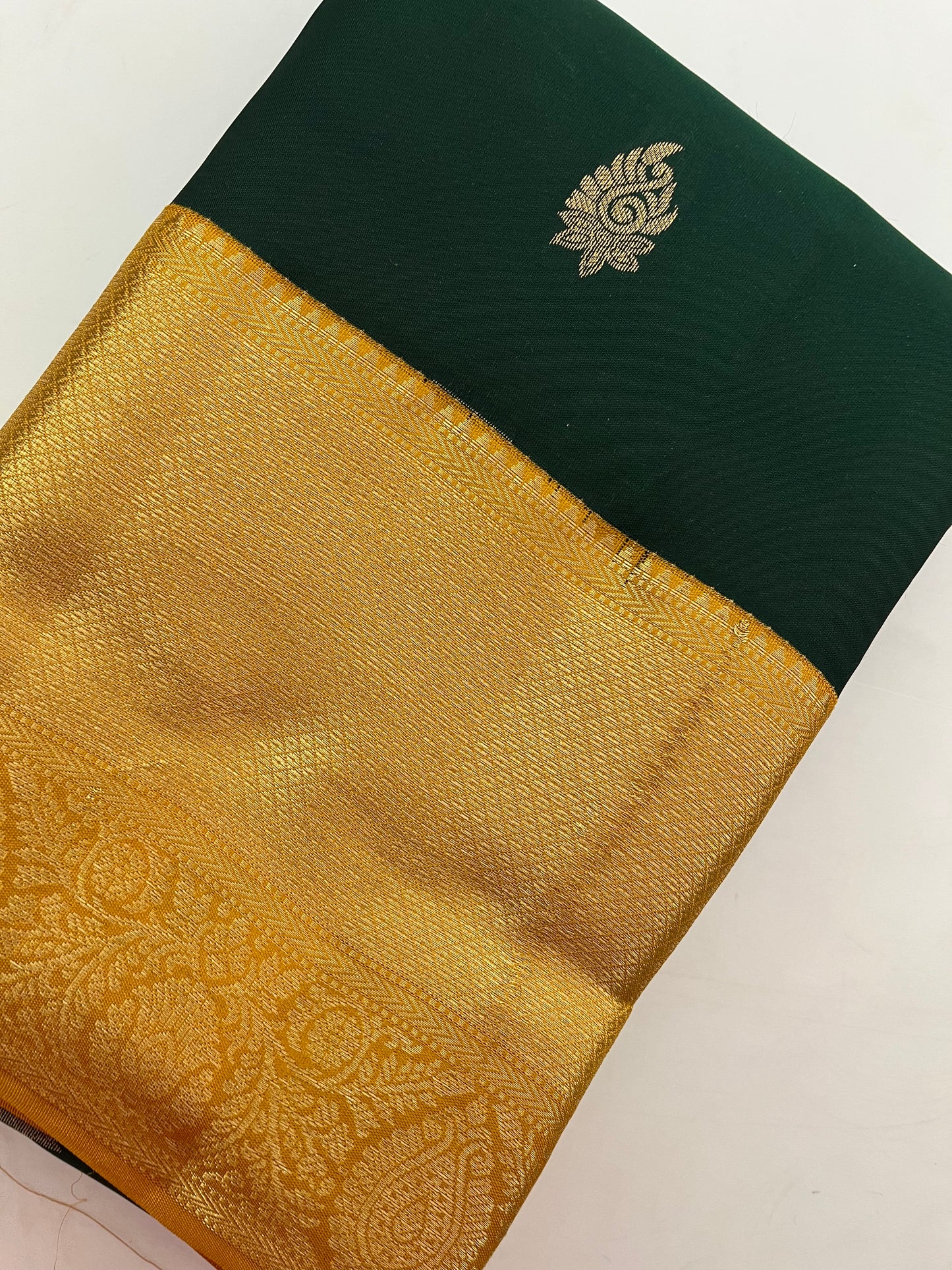 Darkgreen X Yellow Puremix silk saree