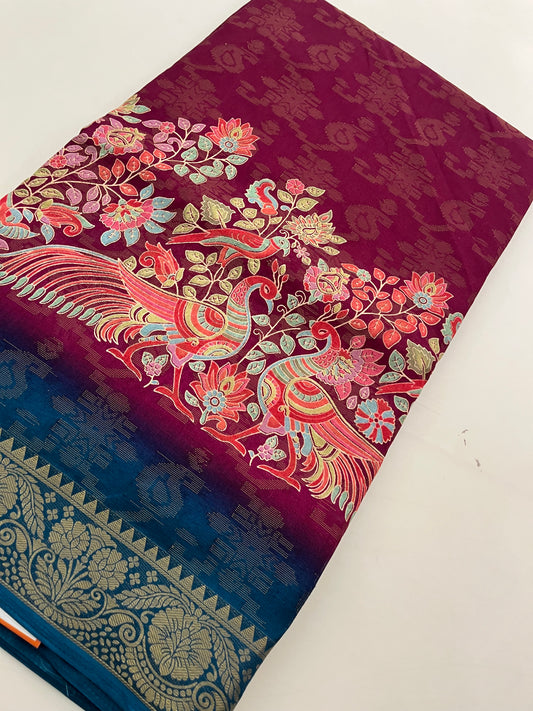 Kalamkari Linen Chiffon