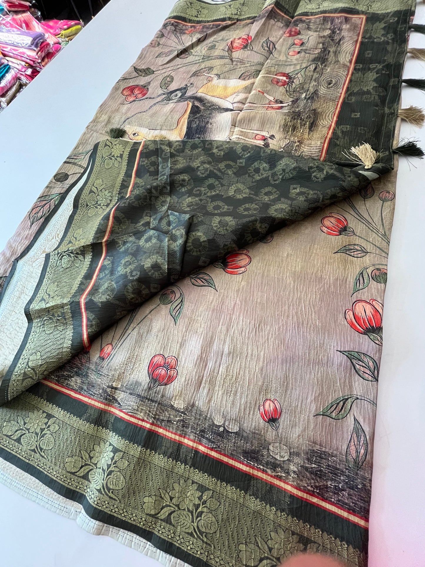 Printed Tussar fancy