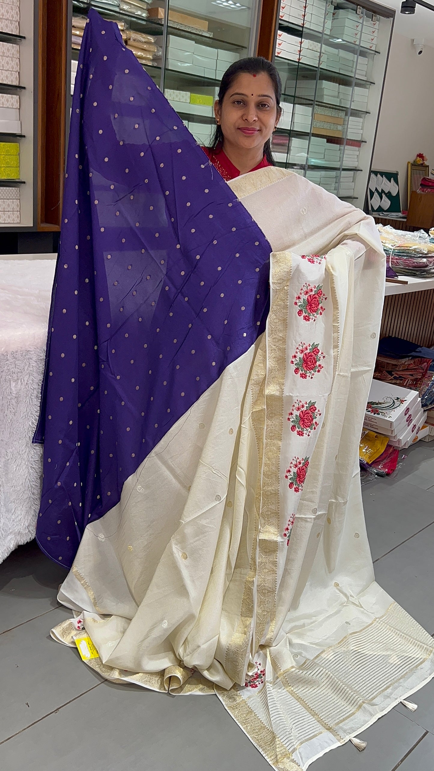 Viscose Banarasi premium Flower Embroidery