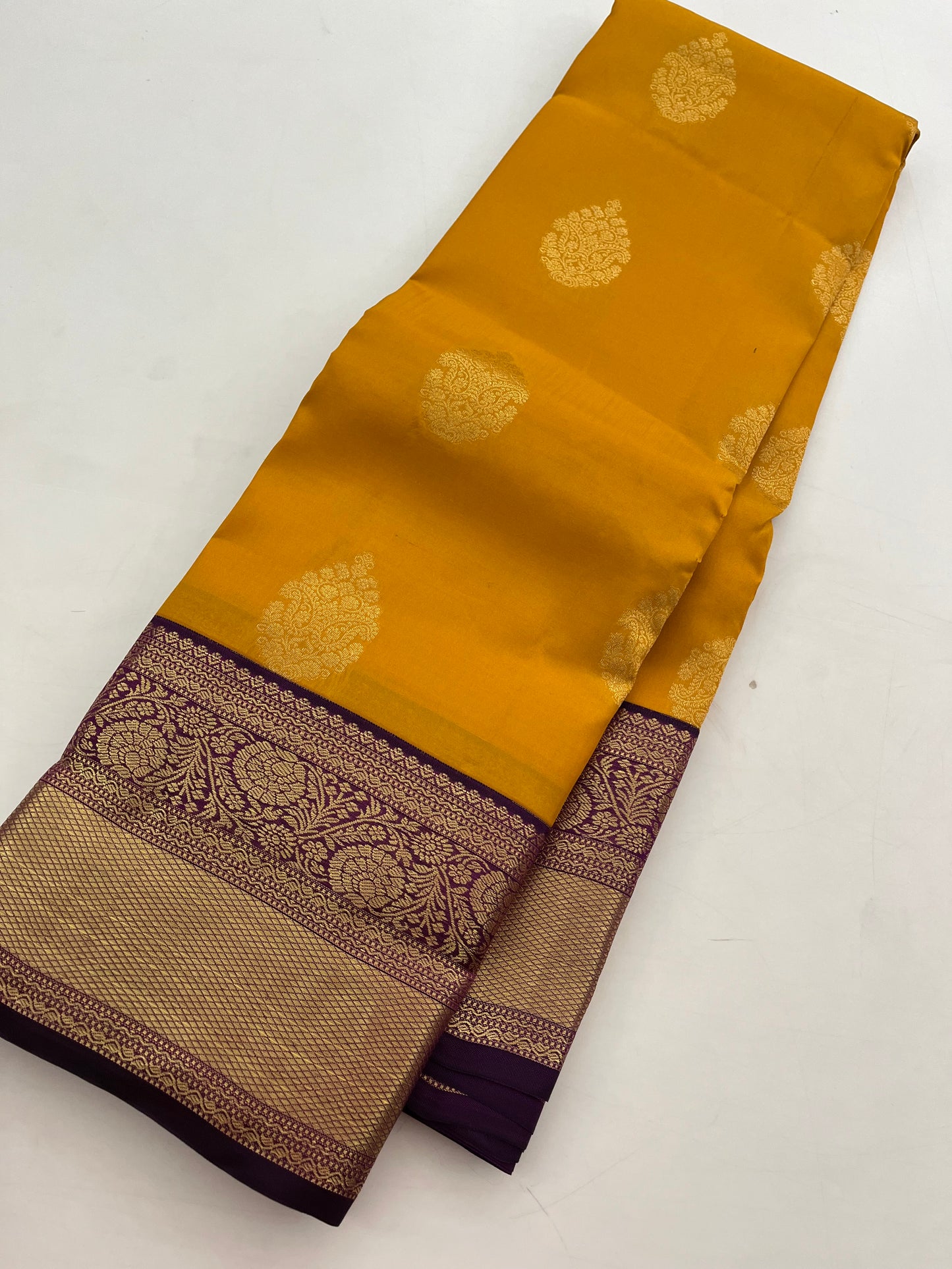 Mango Yellow X purple Puremix silk saree