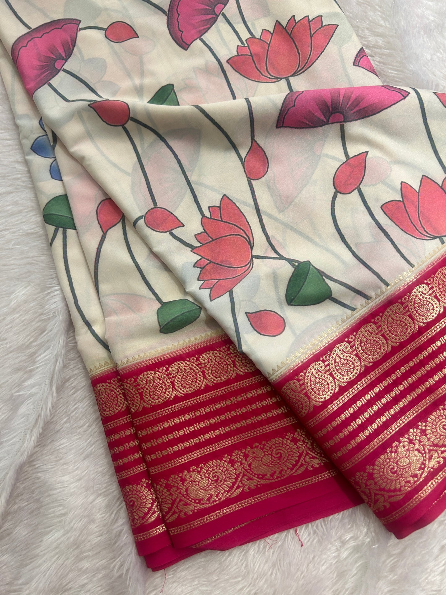 Floral Printed Semi Mysore Silk