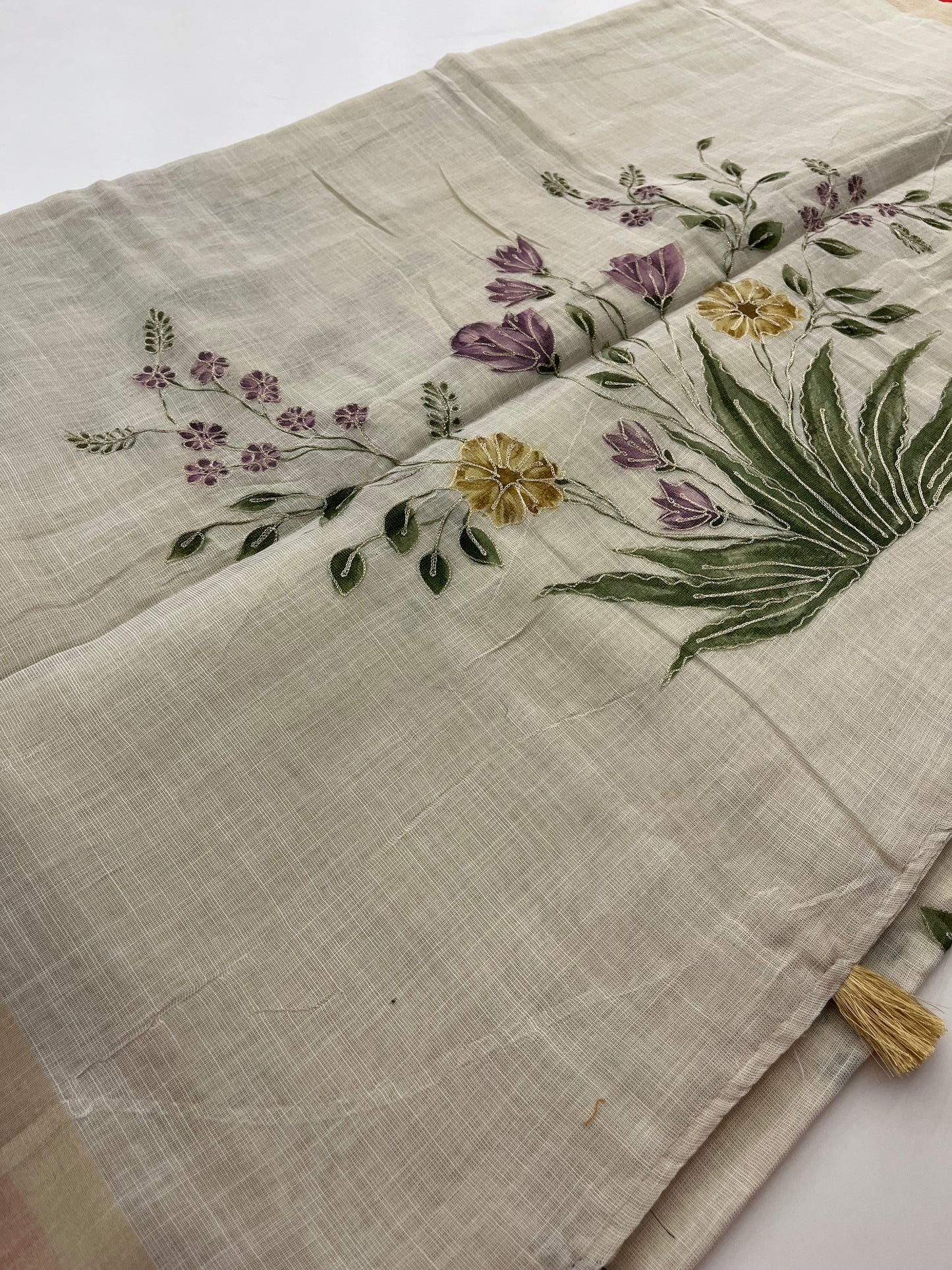 Linen design embroidery work